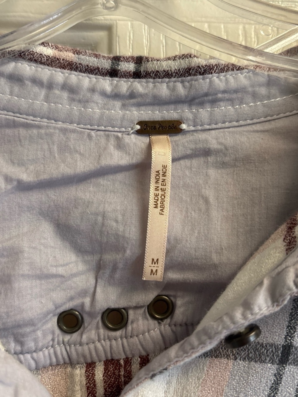 Free People Light Plaid Button-Up Shirt - Picture 3 of 3